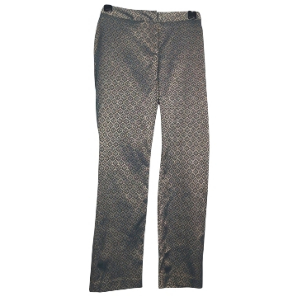 Iridescent Jacquard Medallion Brocade Straight Leg Pants Sz 10 Regency Eclectic
